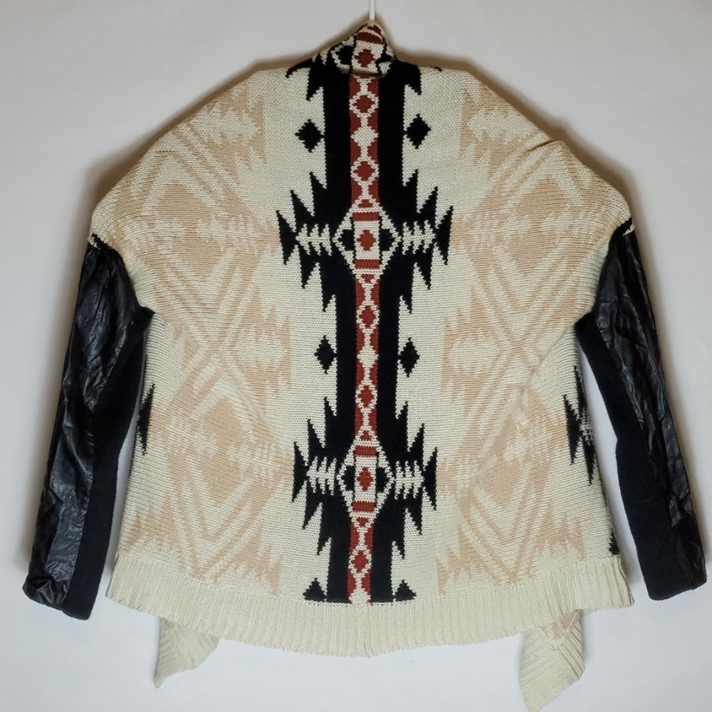 FATE Tribal Geometric Print Open Cardigan Sweater